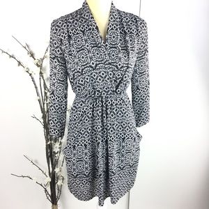 Bar III Black White Geo Dress Lined Empire